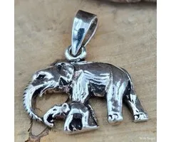 Hanger Zilver – Moeder en Baby Olifant (ca. 20 mm)