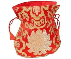 Brokaattasje lotus rood