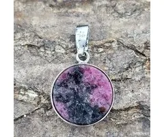 Zilveren Hanger met Rodoniet Edelsteen - 15 mm