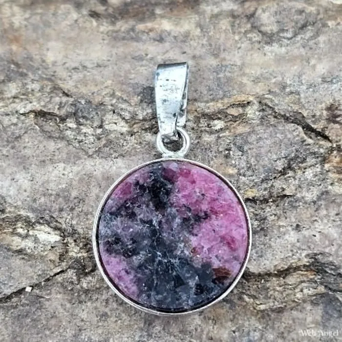 Zilveren Hanger met Rodoniet Edelsteen - 15 mm