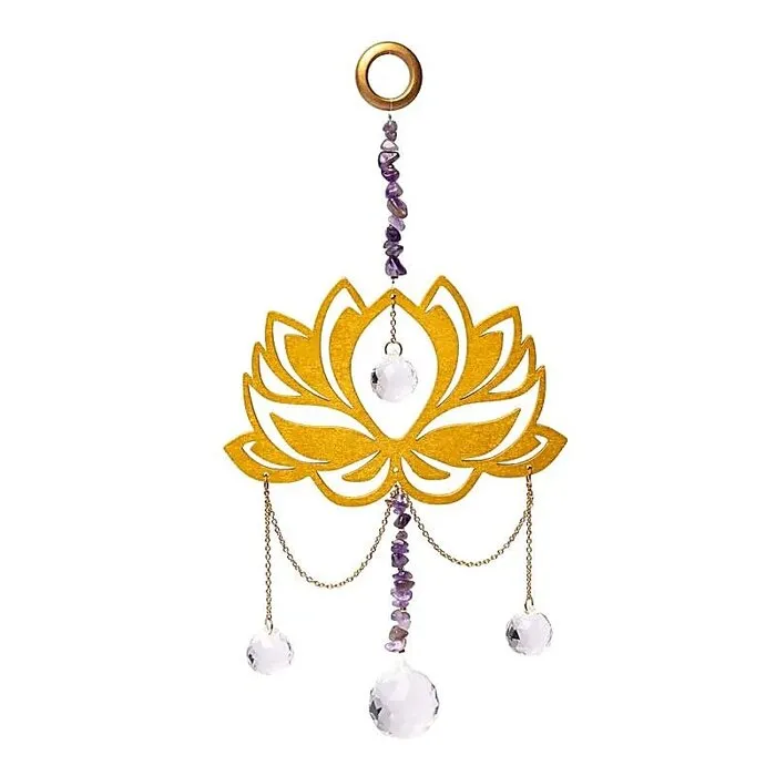 Suncatcher met lotus, amethist en kristallen