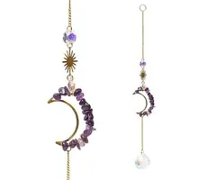Suncatcher met amethist maan en kristallen bol