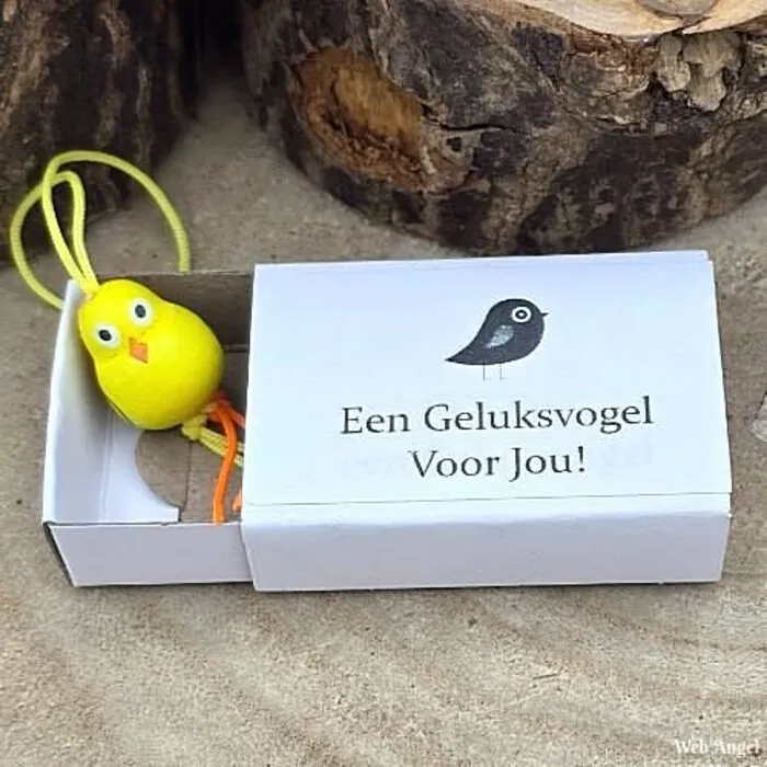 Wensdoosje - Geluksvogel met Houten Vogeltje