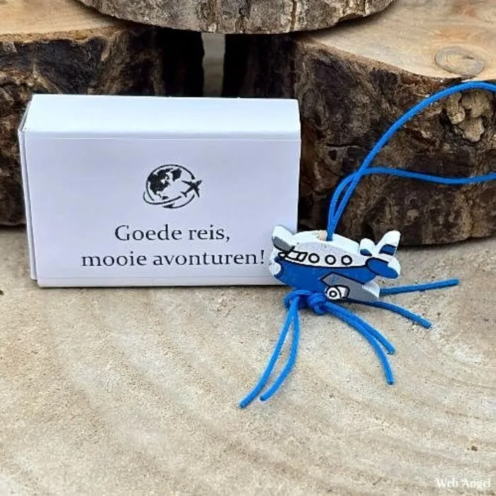 Wensdoosje - Goede reis - met Houten Vliegtuigje