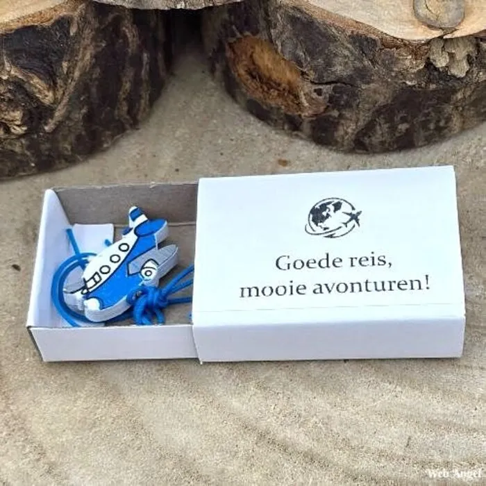 Wensdoosje - Goede reis - met Houten Vliegtuigje
