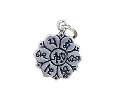 Zilveren Lotus Hanger met Spirituele Symbolen – 925 Sterling Zilver.