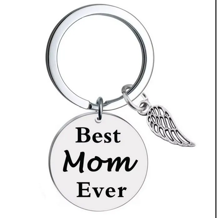 Sleutelhanger moederdag - Best mom ever met engelvleugeltje