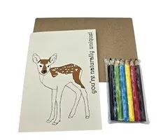 Kleur je eigen kaart - Hert| met Kleurpotloden en Envelop