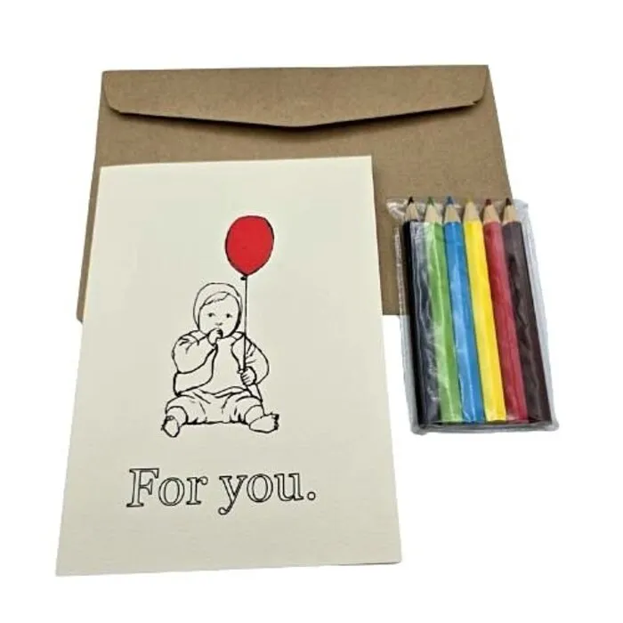 Kleur je eigen kaart | Wenskaart "For You" met Potloden en Envelop