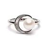 Verstelbare ring met parel en maan