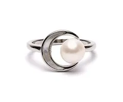 Verstelbare ring met parel en maan