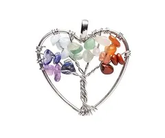 Chakra hanger zilverkleurig hart levensboom