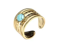 Verstelbare goudkleurige roestvrijstalen ring Turkeniet