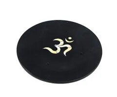 Wierookhouder Zeepsteen Zwart – Ohm Symbool