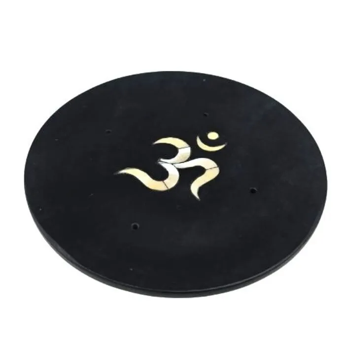 Wierookhouder Zeepsteen Zwart – Ohm Symbool