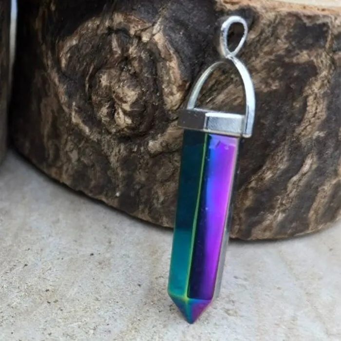 Hematiet Punt met Iriserende Titanium Coating