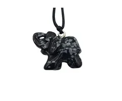 Olifant Sneeuwvlok Obsidiaan hanger