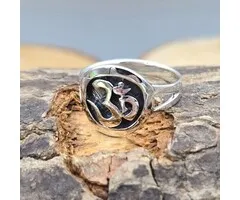Sterling Zilveren Ring met Ohm Symbool - Maat 6,5