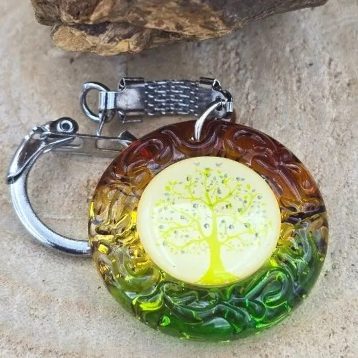 Sleutelhanger levensbloem / Levensboom gekleurd glas