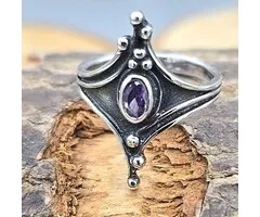 Vintage Sterling Zilveren Ring met Amethist – Maat US 7,5