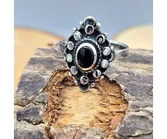 Vintage Sterling Zilveren Ring met Onyx – Maat US 7,5
