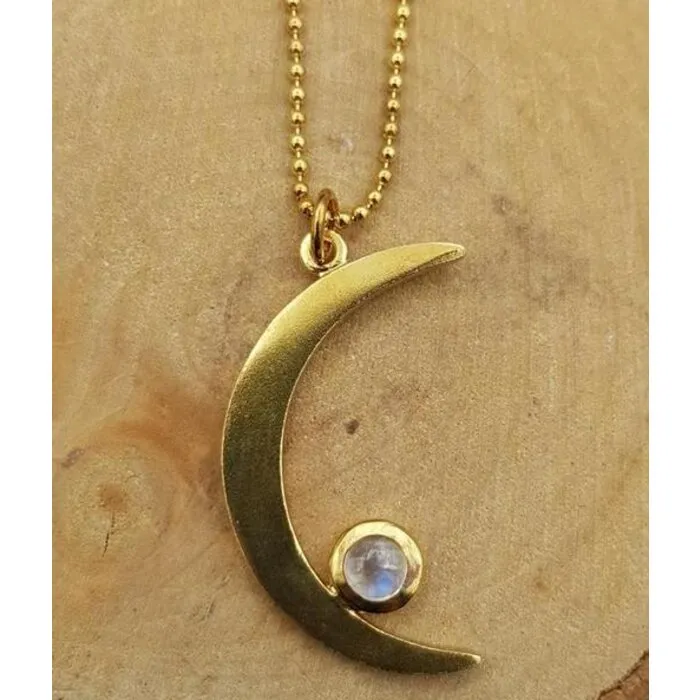 Maan sterling zilver verguld met maansteen