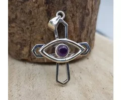 Het oog in kruis zilver Amethyst