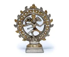 Shiva Nataraja messing dubbele ring tweekleurig