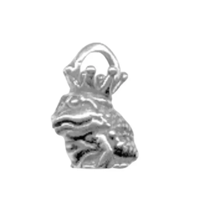Zilveren hangertje kikker met kroontje