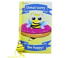 Donut worry Bee happy – Kaartje met Houten Bijtje