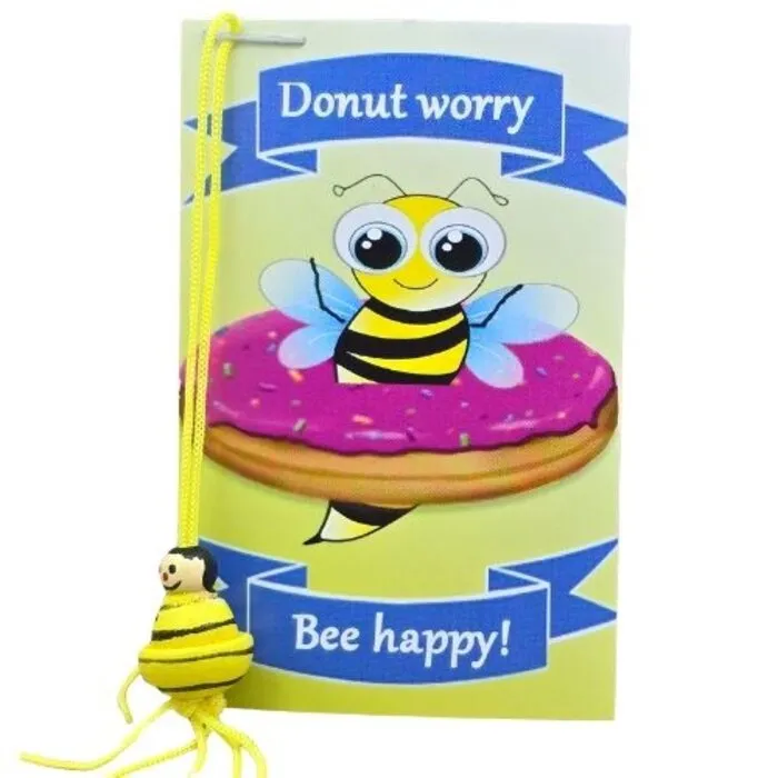 Donut worry Bee happy – Kaartje met Houten Bijtje