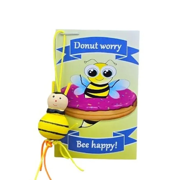 Donut worry Bee happy – Kaartje met Grote Bij