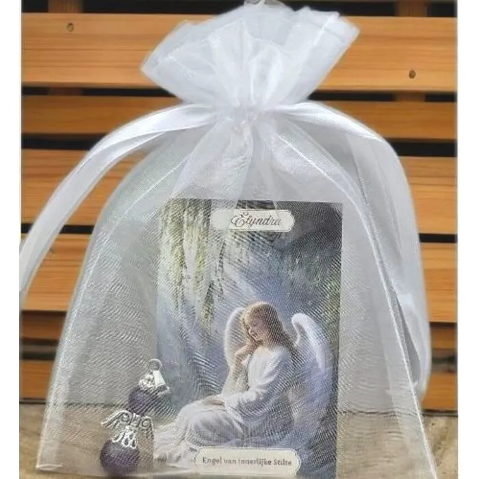 Engel van Innerlijke Stilte | Amethist Engelcadeautje in Organzazakje