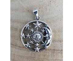 Maan zon sterren hanger zilver