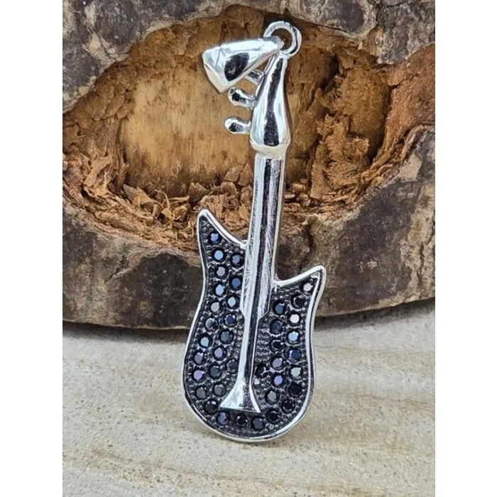 Rock gitaar hanger zilver