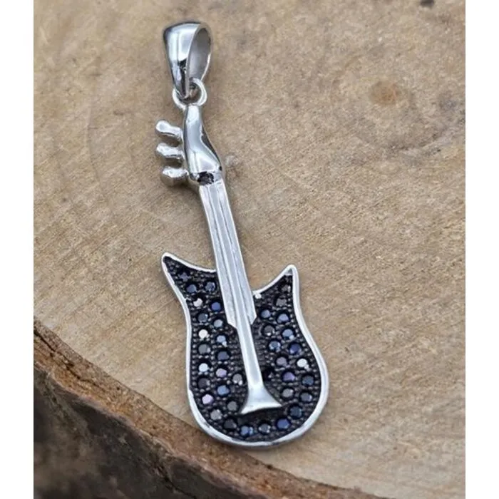 Rock gitaar hanger zilver