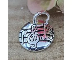 Hanger zilver rond met muzieknoten