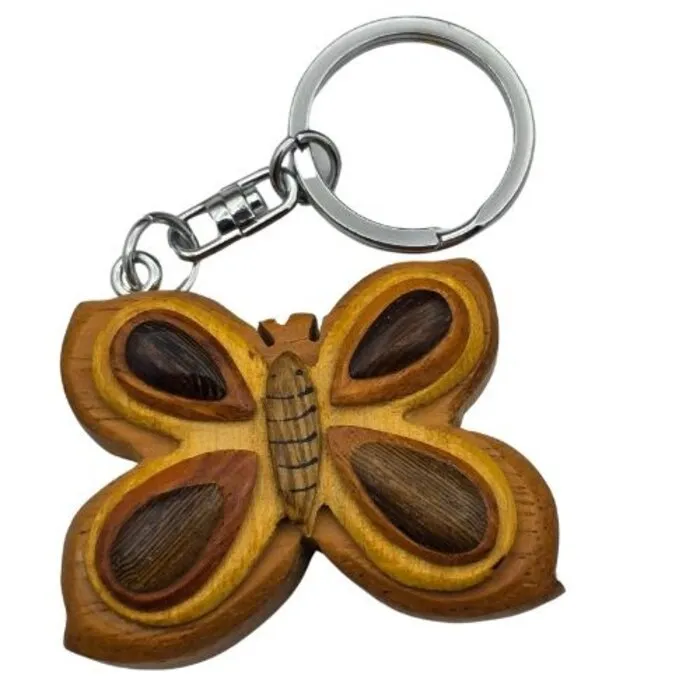 Sleutelhanger vlinder van hout