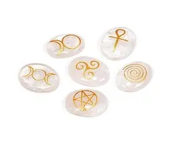Wicca Symbolenstenen bergkristal SET van 6