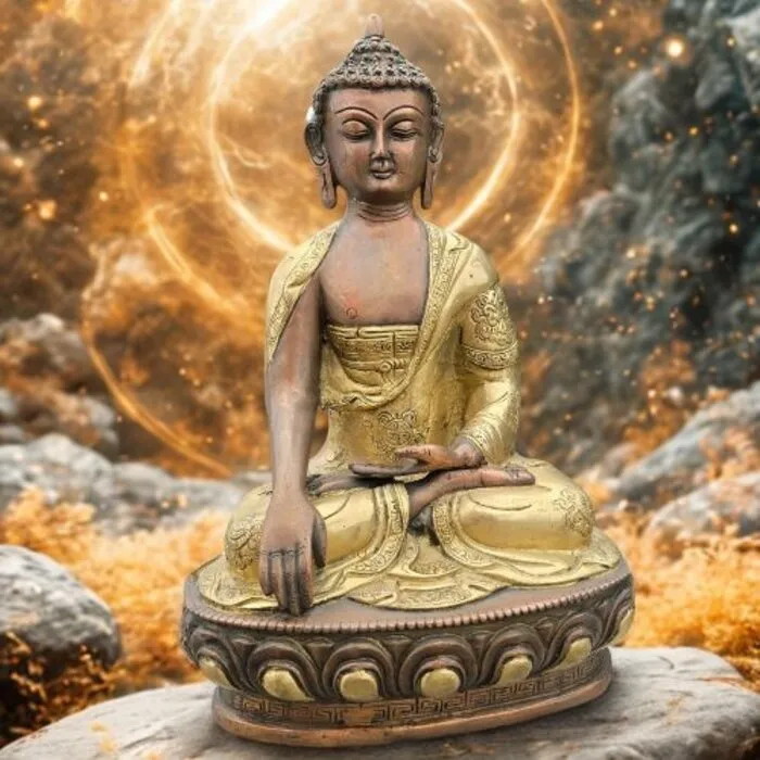 Boeddha Akshobya beeld 2-kleurig 31 cm