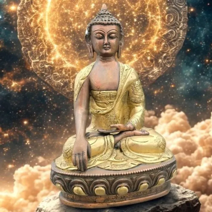 Boeddha Akshobya beeld 2-kleurig 31 cm