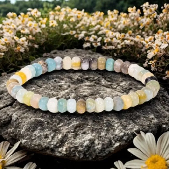 Armband amazoniet ovale kraaltjes elastisch