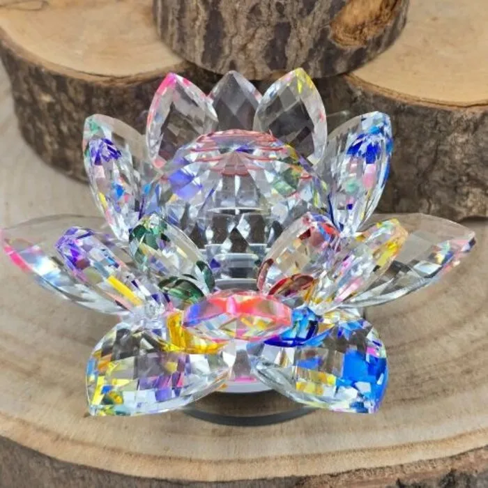 Luxe kristallen lotus (12 cm) op standaard