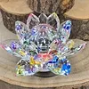 Kristallen Lotus op Glazen Draaistandaard – 13 cm