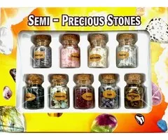 Set van 9 flesjes met edelsteentjes