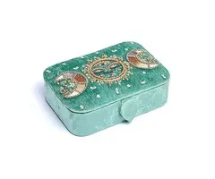 Sieraden / tarotdoos fluweel mint met maanfasen