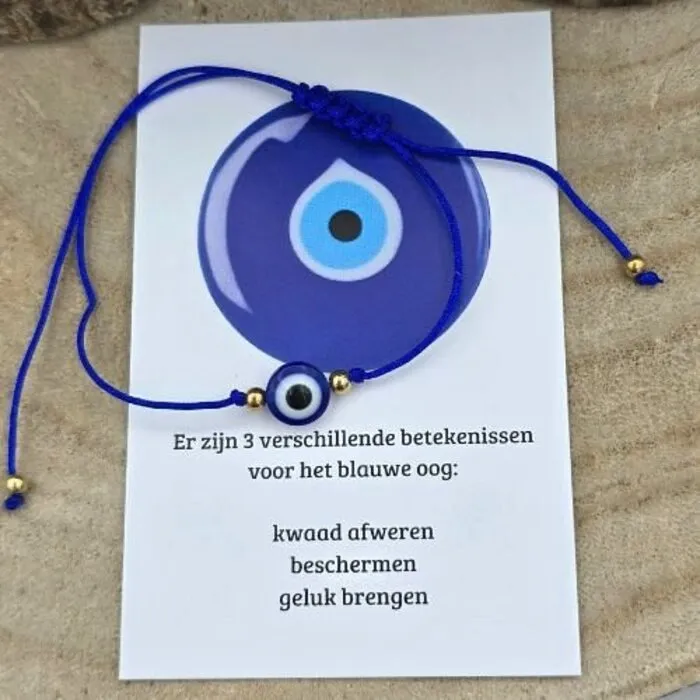 Armband boze oog met trekkoord - Met kaartje
