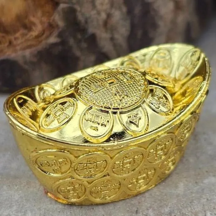 Feng Shui Goudklompje – Kunsthars, 35x20x12 mm