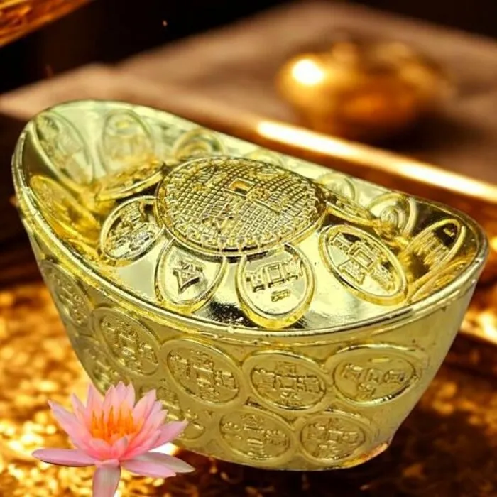 Feng Shui Goudklompje – Kunsthars, 35x20x12 mm