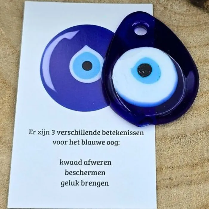 Boze oog hanger druppelvorm met kaartje